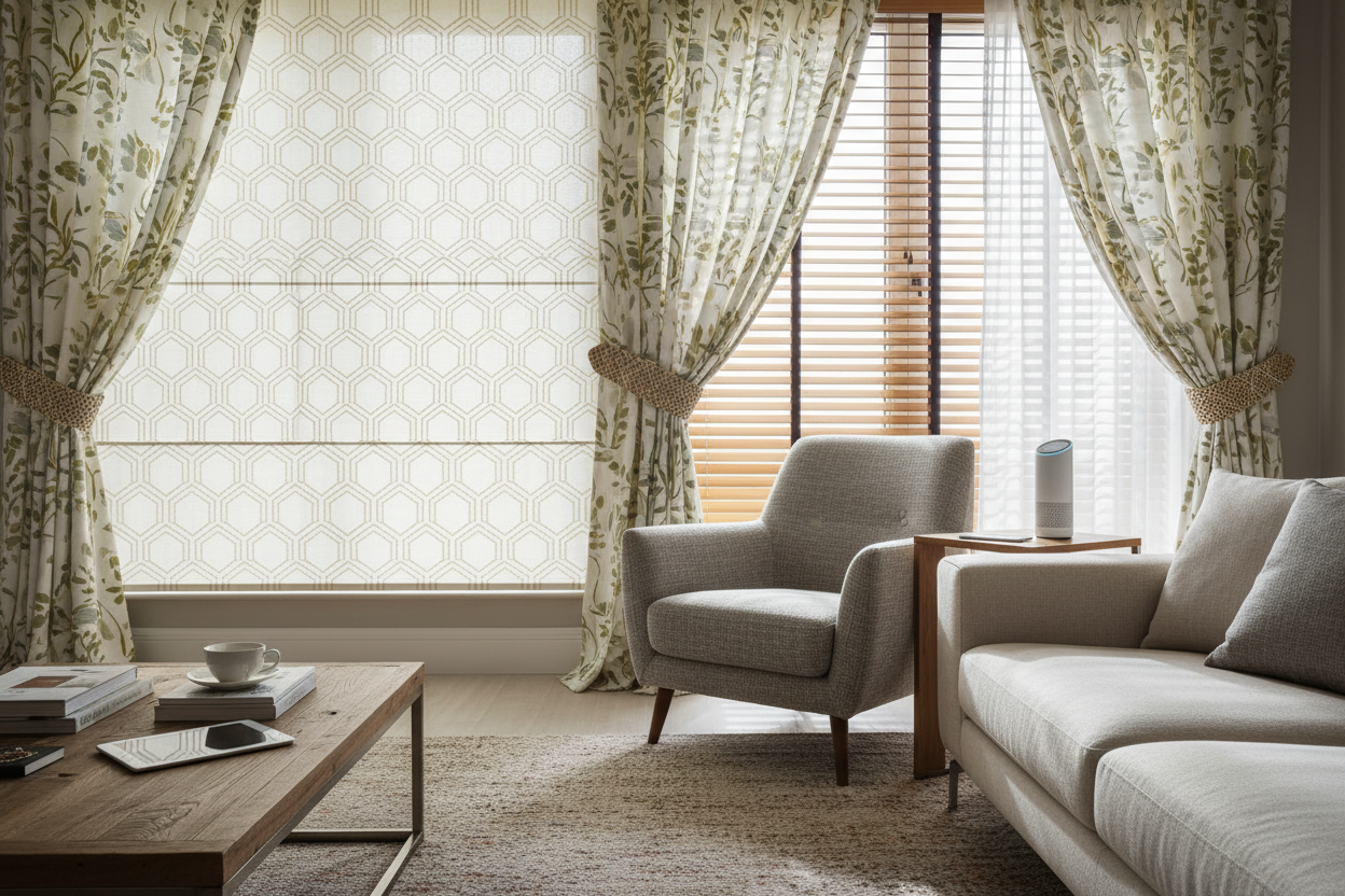 Blinds Patterns & Smart Tech: My Living Room Setup