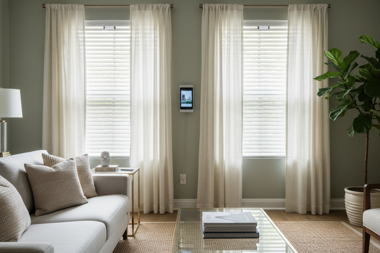 Automating Faux Wood Blinds 70 x 64: Retrofit vs. Native Smart