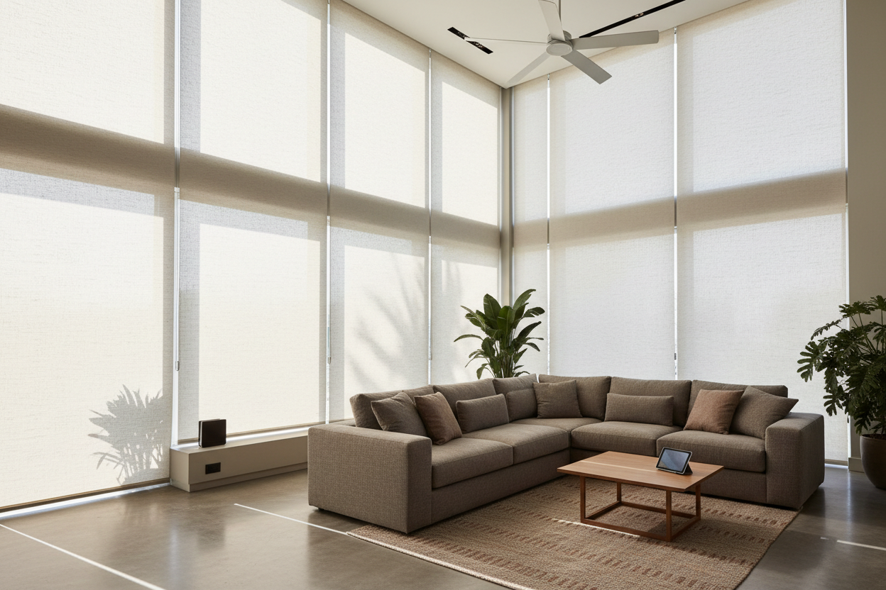 High Ceilings? Solving Glare with Smart Motorized Blinds