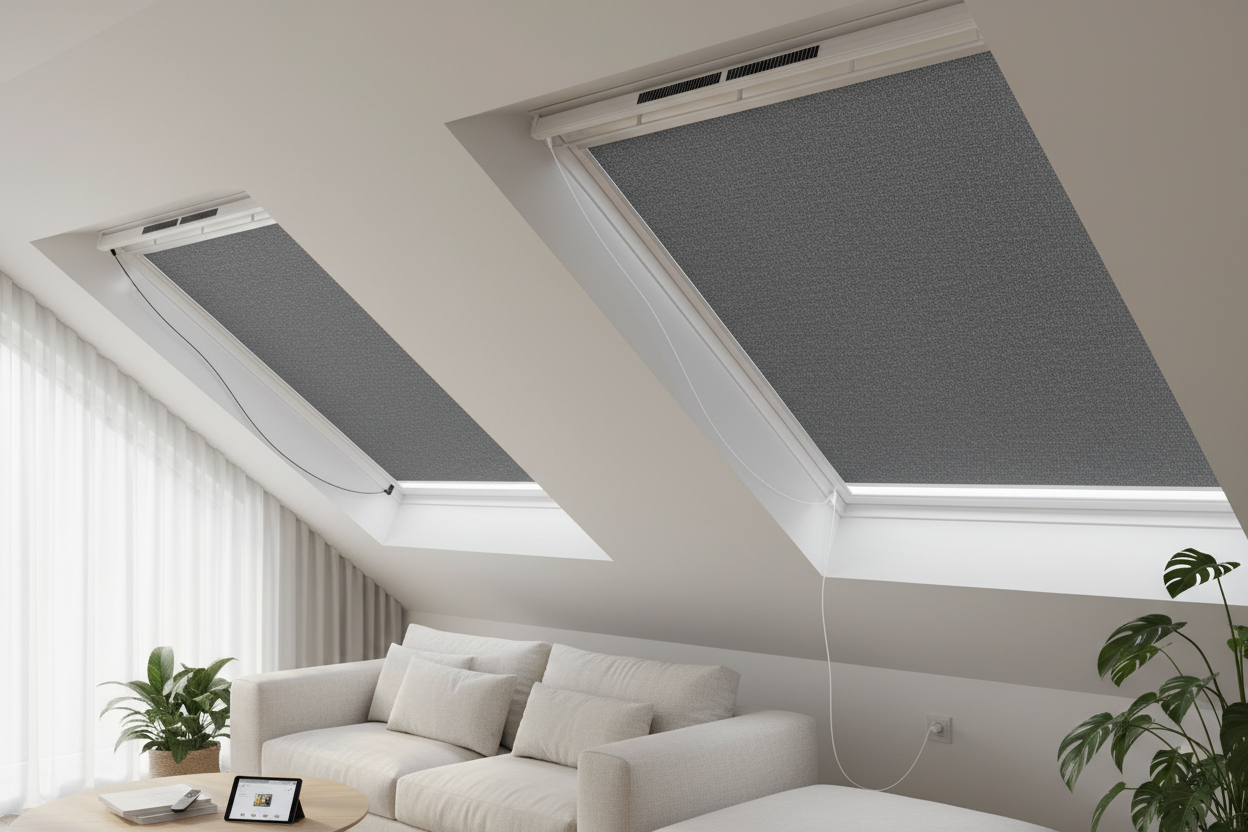 Motorized Blackout Skylight Shade: Solar vs. Plug-in Power