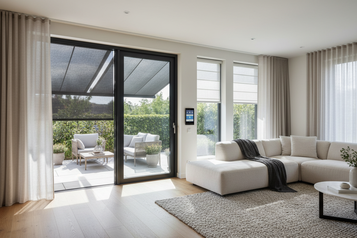 Smart Exterior Shades: Solar vs Hardwired Power Guide