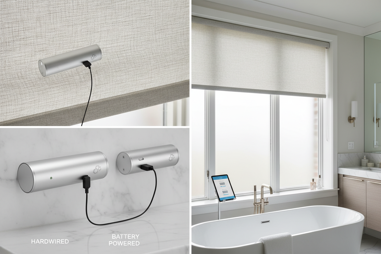 Smart Privacy: Battery vs. Hardwired Roller Blind for Bathroom Window