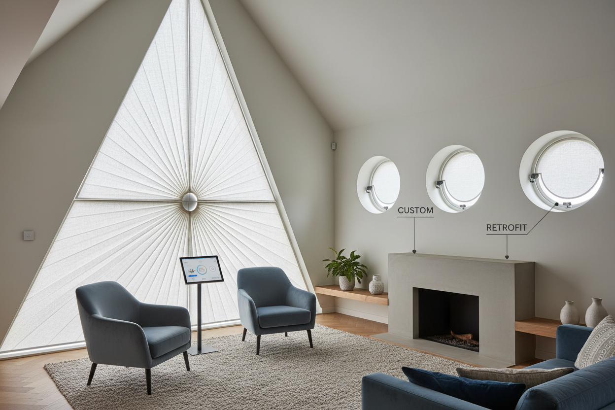 Smart Blinds for Awkward Shaped Windows: Custom vs. Retrofit