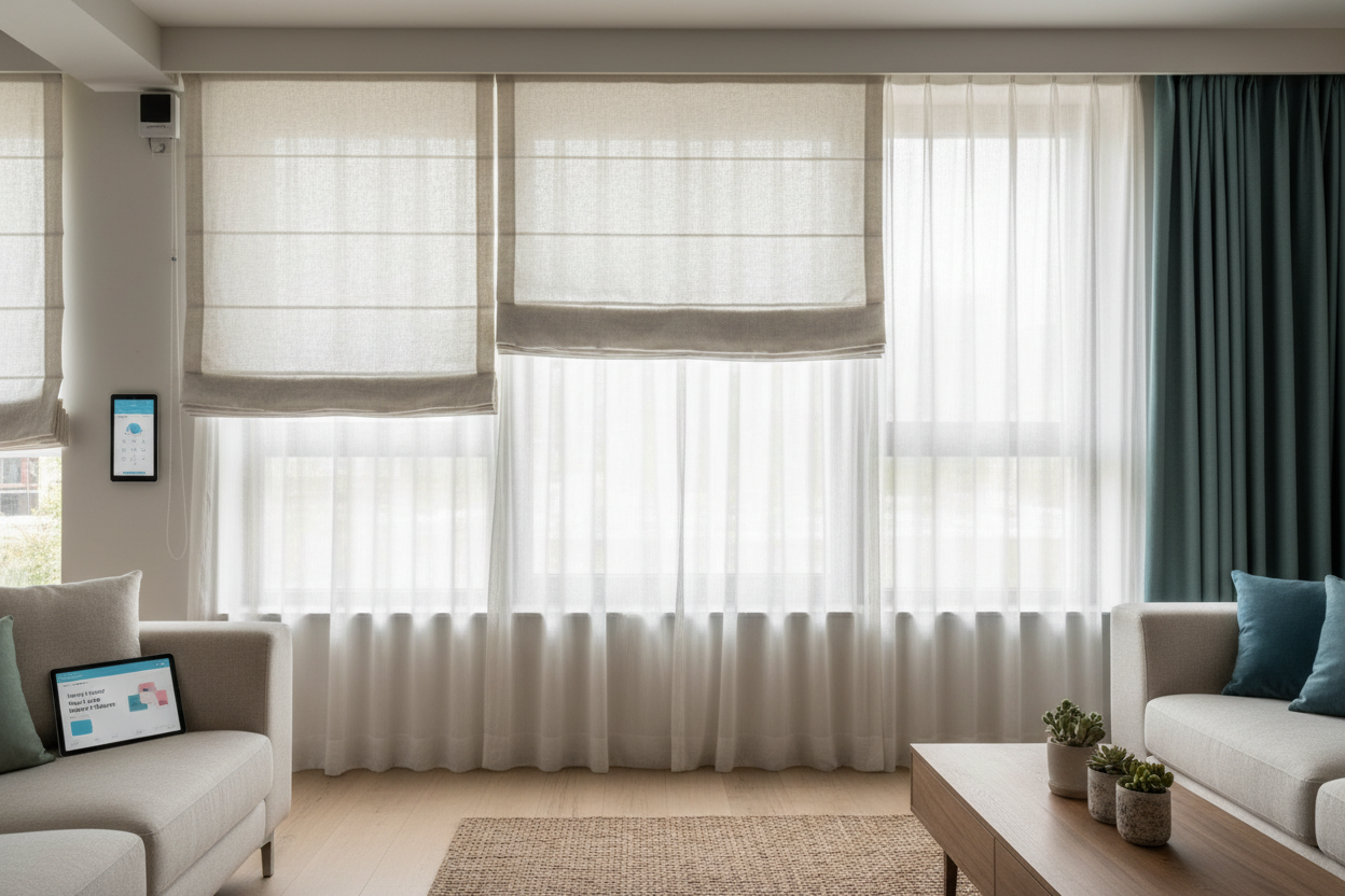 Roman Shades with Sheer: Why Dual-Layer Smart Blinds Win