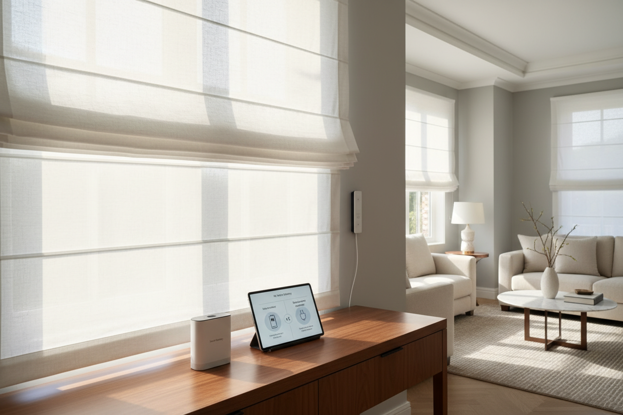 White Roman Shade: My Smart Battery vs Hardwired Breakdown