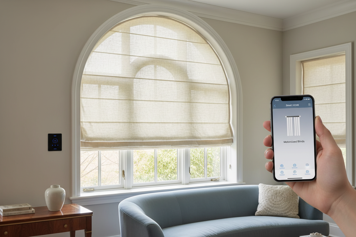 Arch Window Roman Shades: How to Motorize Curved Glass