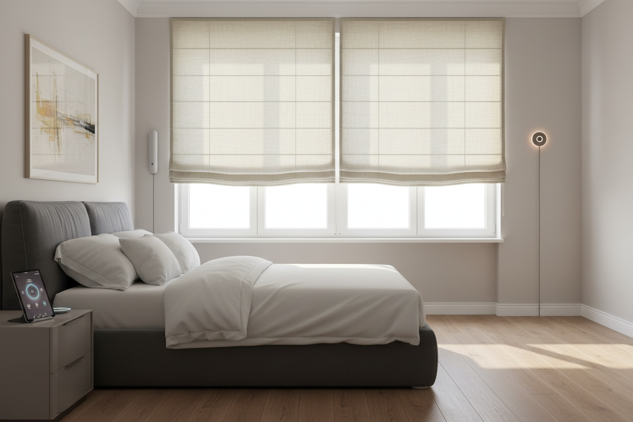 Smart bedroom roman blinds: Battery vs. Hardwired Explained
