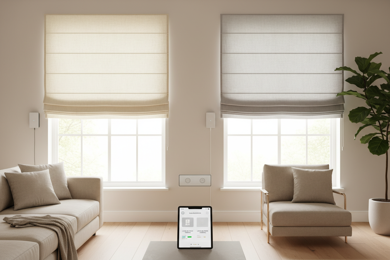 Smart 30 inch roman shade: Battery vs. Hardwired Setup