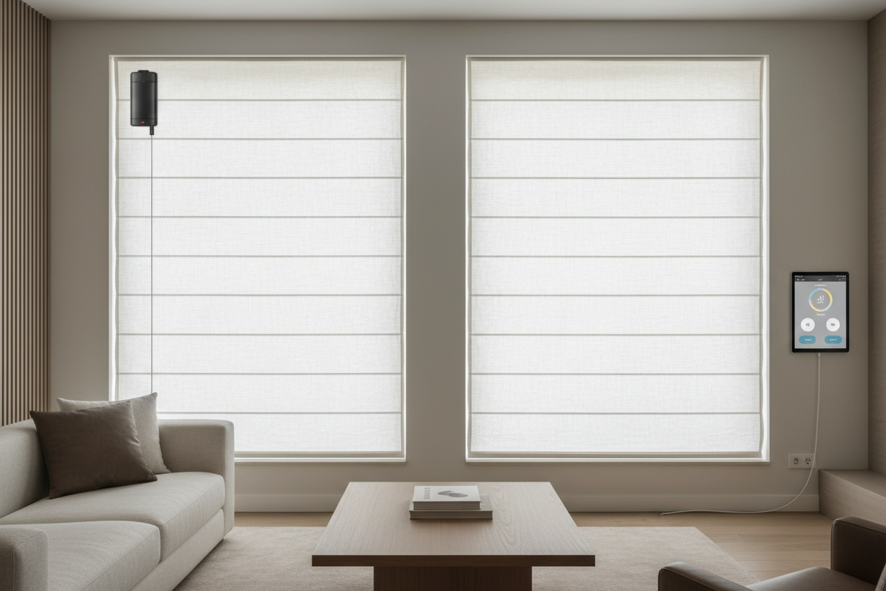 Smart 32 inch roman shades: Battery vs. Hardwired Setup
