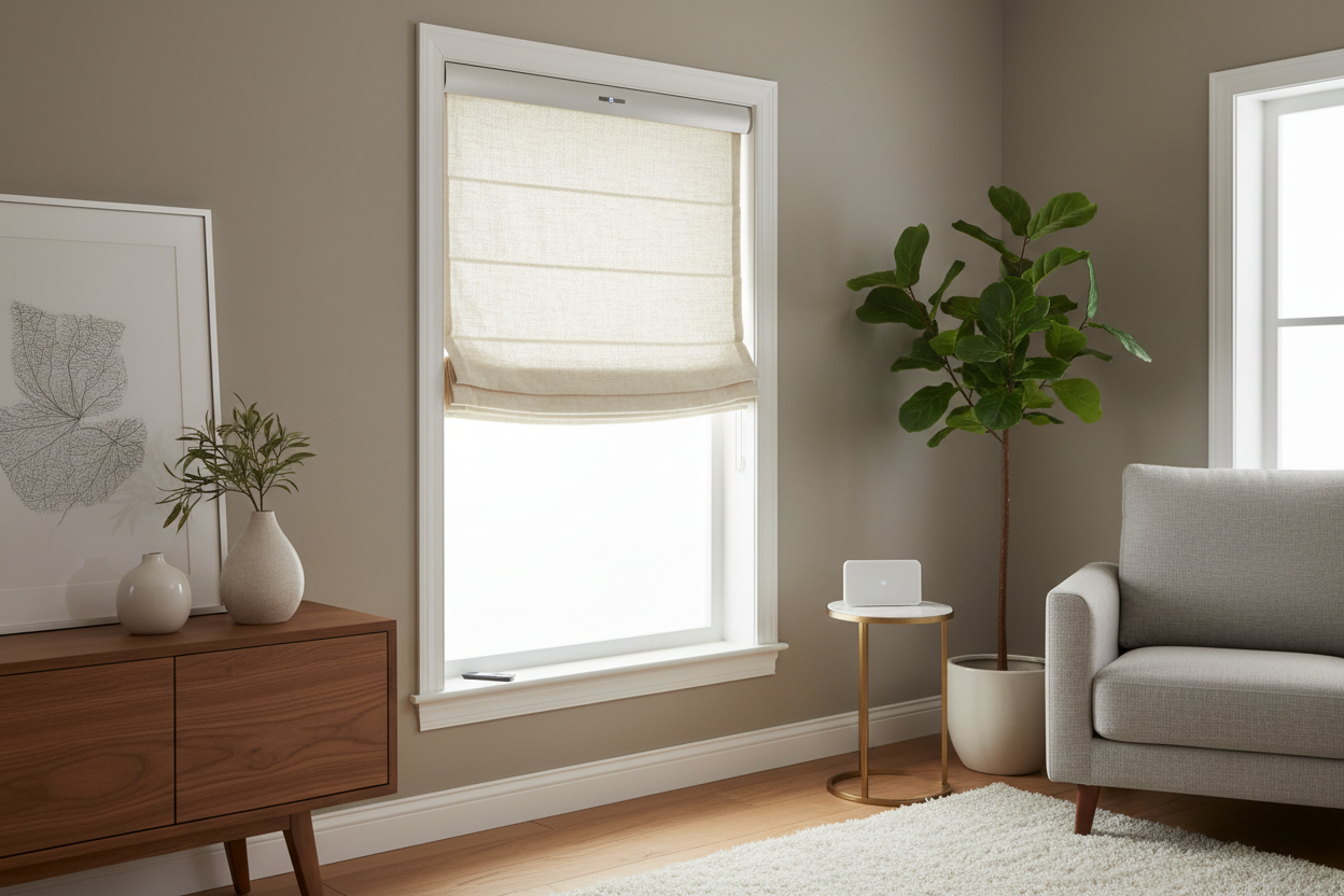 Smart 21 inch roman shade: Motorizing Narrow Window Frames