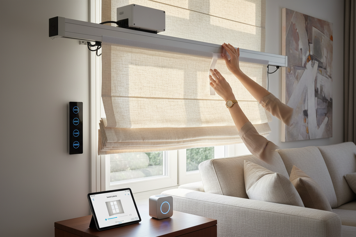 How to Fit Roman Blinds with Velcro to Smart Motorized Tracks