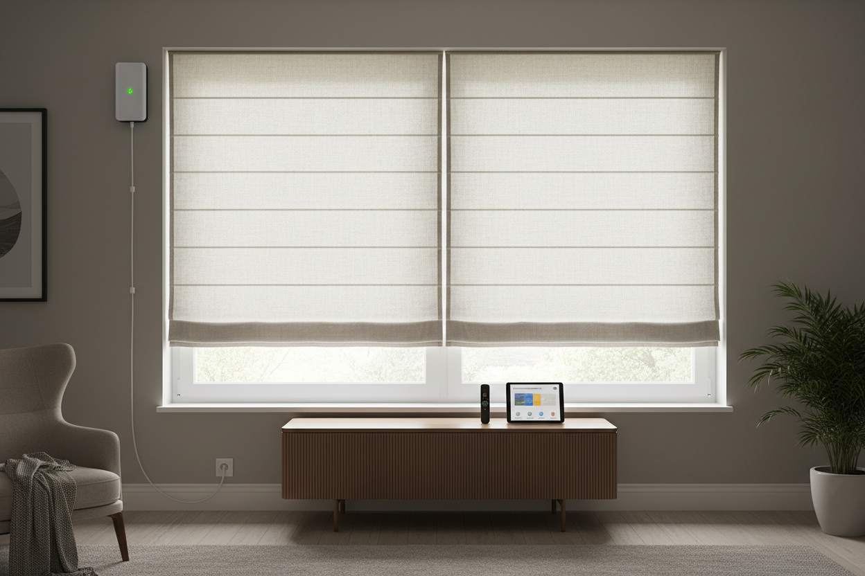 front slat roman shade: Hardwired vs Battery Setup