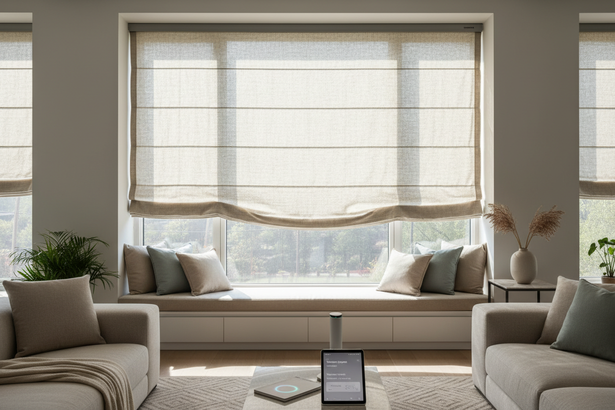 64 Inch Wide Roman Shade: Smart Motor Upgrades for Big Windows