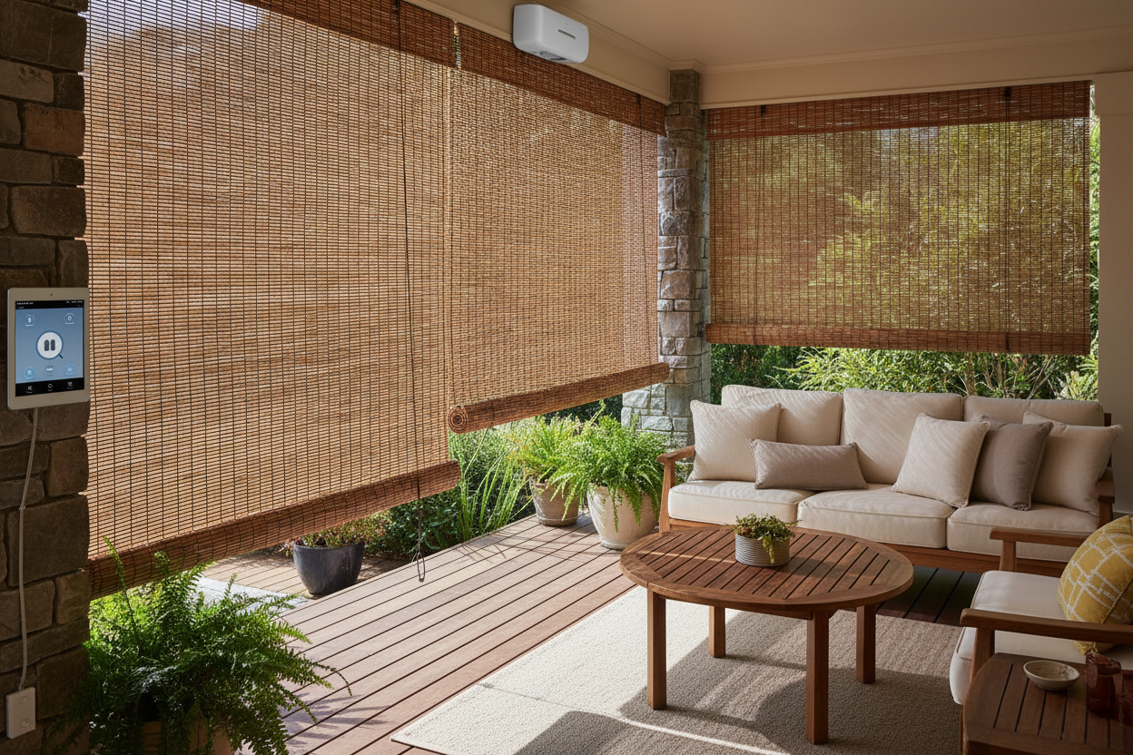 Bamboo Roll Up Shades Outdoor: A Smart Motor Retrofit