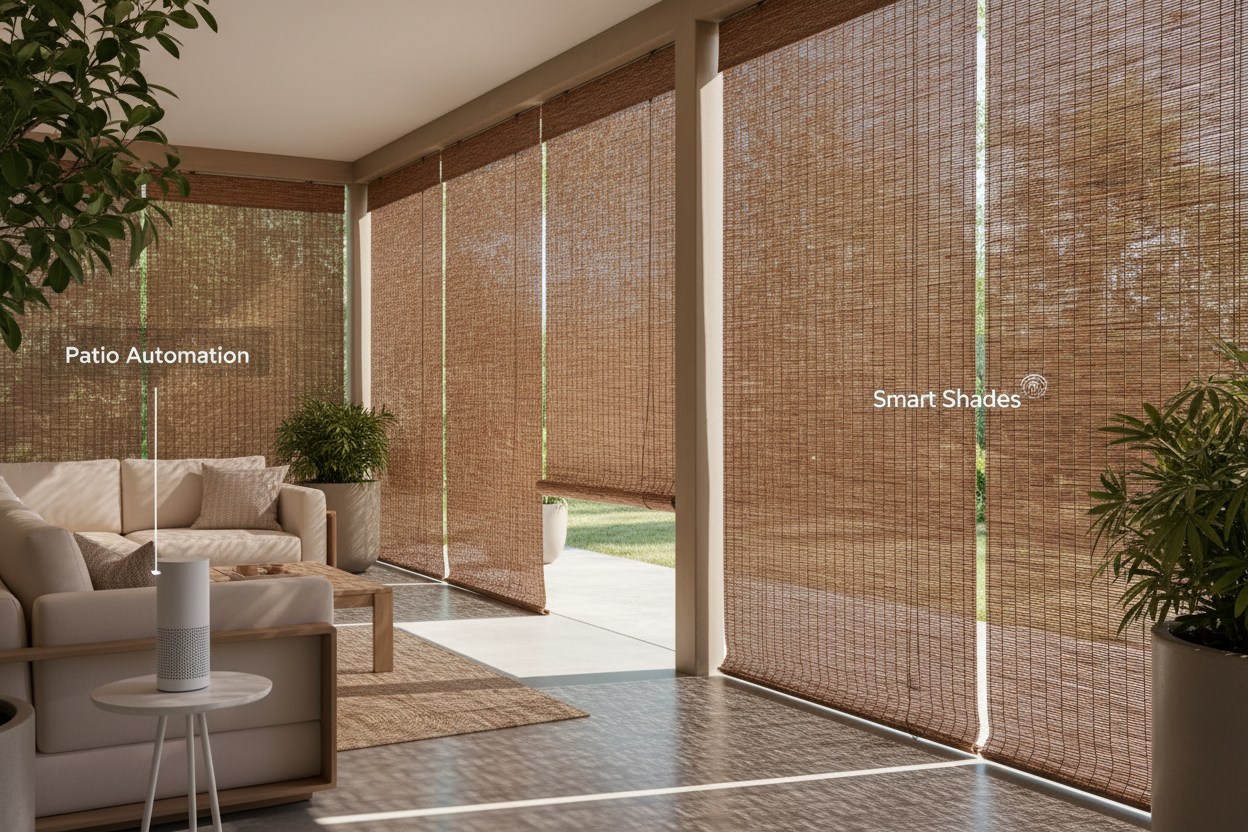 Bamboo Outdoor Curtain: Voice-Controlled Patio Shade Guide