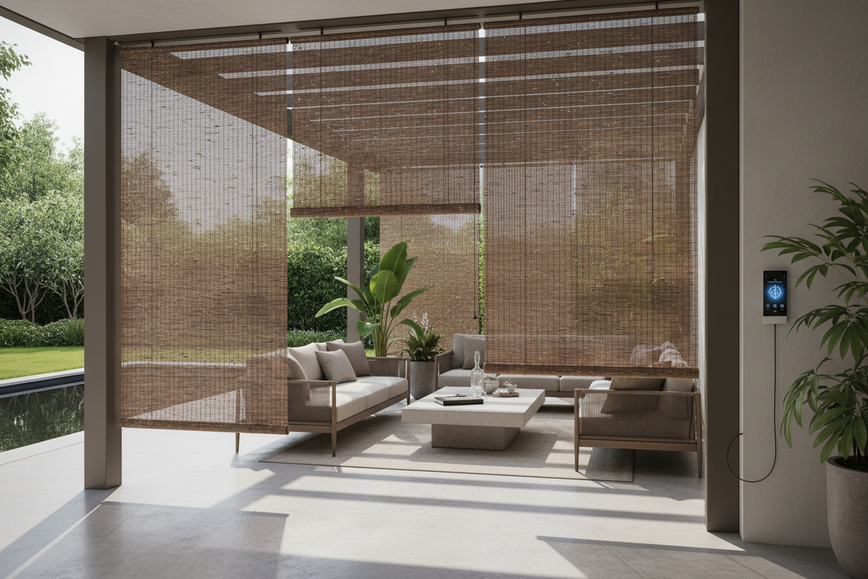 Water resistant outdoor bamboo curtain panels: Smart Patio Setup