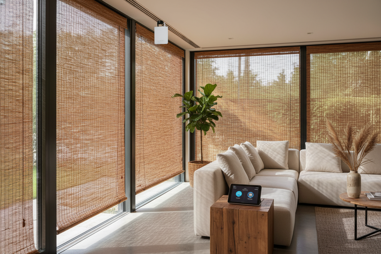Exterior Bamboo Roller Blinds: Retrofitting for Voice Control