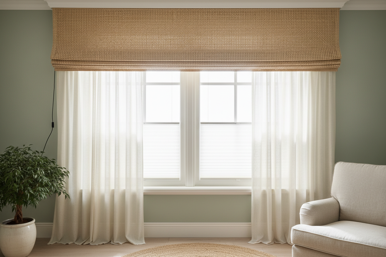 Rattan Valance Setup: Conceal Smart Blinds & Motors