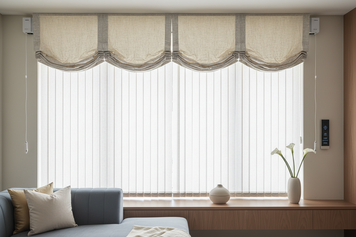 Pictures of Valances Over Vertical Blinds & Smart Motors
