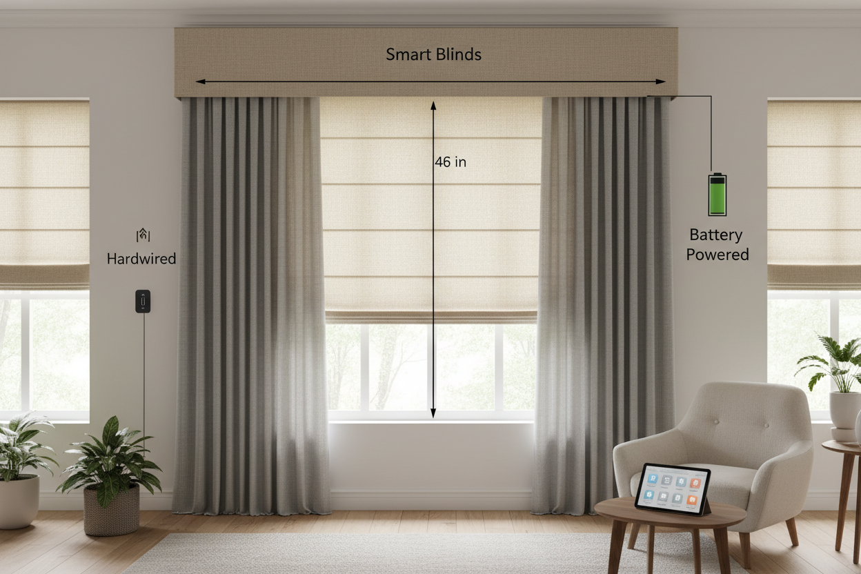 Smart 48 x 96 blinds: Battery vs. Hardwired for Tall Windows