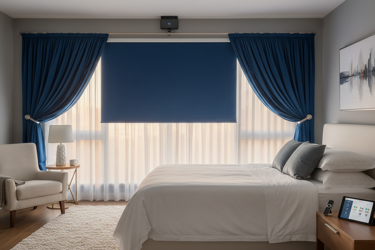 Velour Blinds: The Smart Motor Setup for Heavy Bedroom Shades