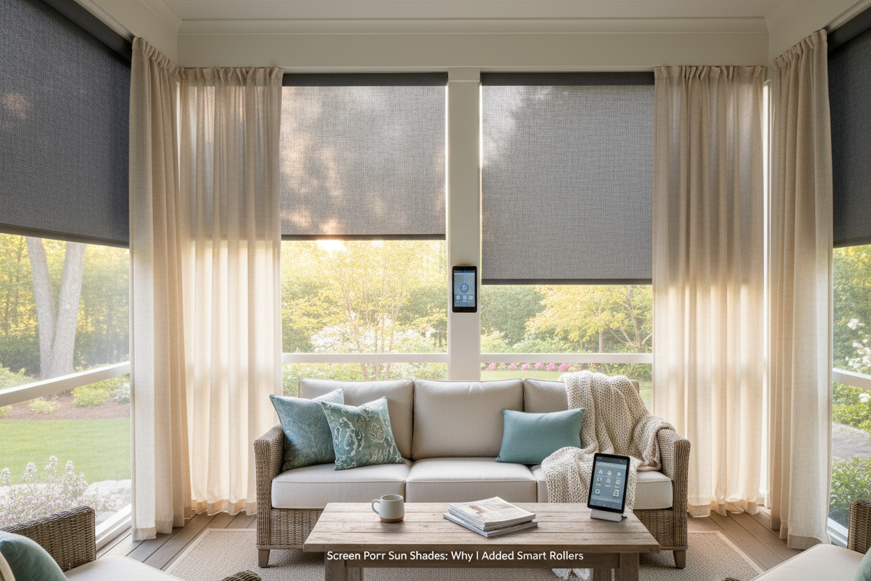 Screen Porch Sun Shades: Why I Added Smart Rollers