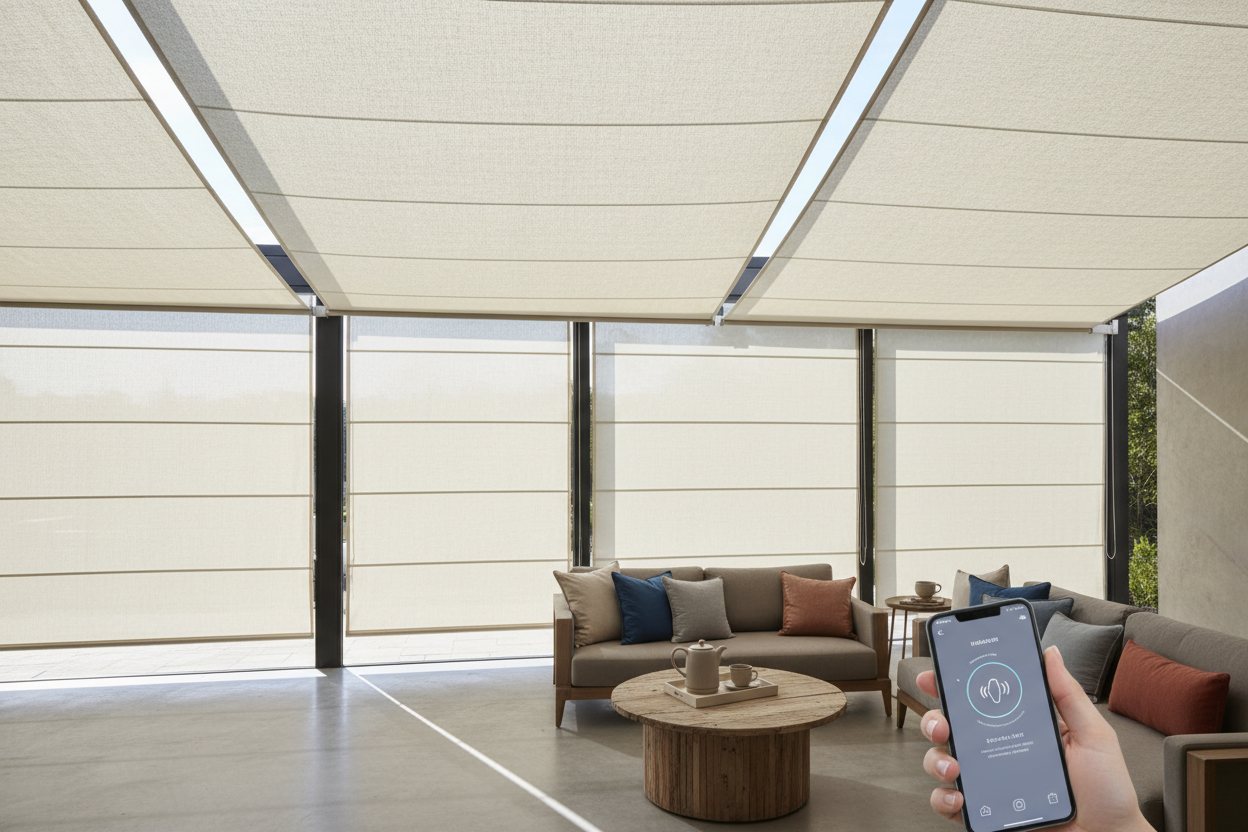 Fabric Awnings: Making Your Outdoor Shade Voice-Controlled