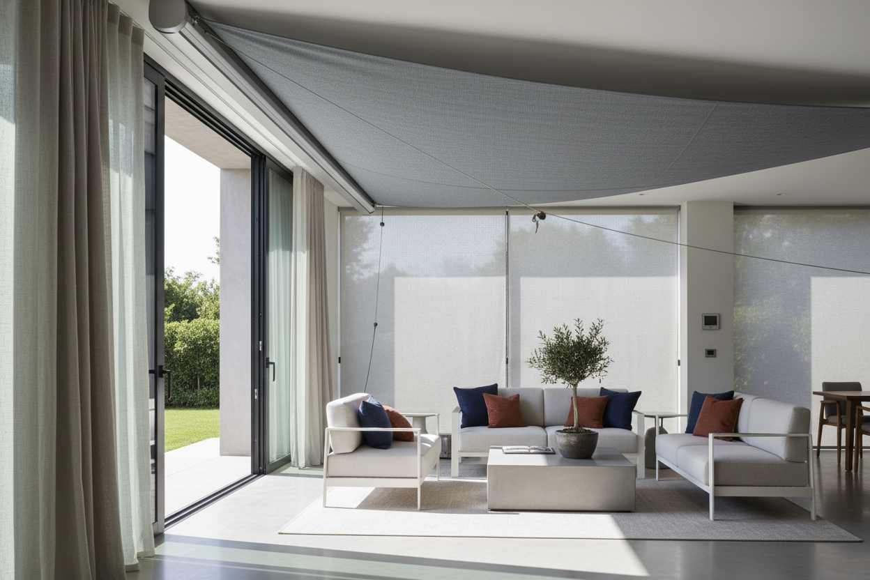Triangle awning waterproof: Motorized Shade for Smart Patios