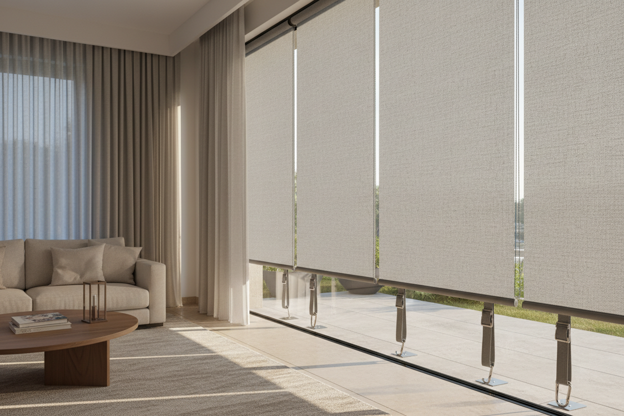 Outdoor Shade Tie Downs: How to Wind-Proof Motorized Blinds