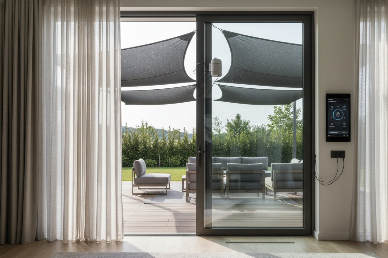 Smart Waterproof Outdoor Shade: Wind Sensors & Setup