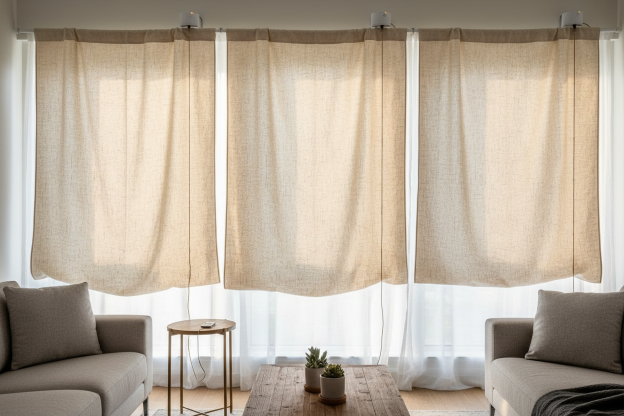 Cheap substitute for shade cloth: DIY Motorized Sun Shades