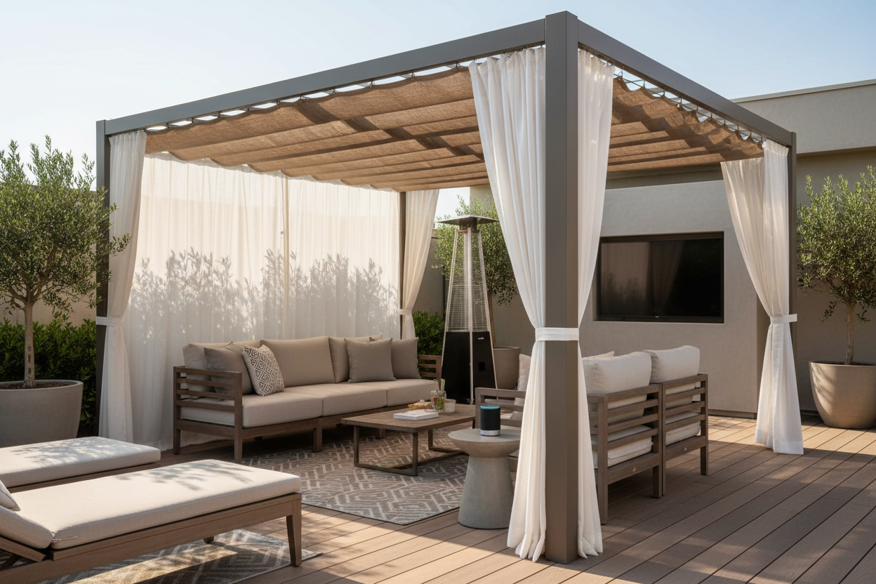 Smart Deck Cover Pergola: Voice-Controlled Shade