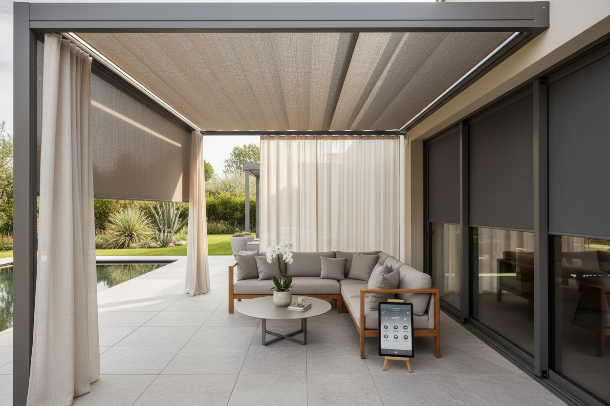 Pergola with Roller Shade: Making Outdoor Living Smart