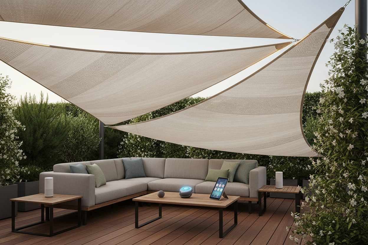 Custom Shade Sails: Voice-Controlled Patio Comfort