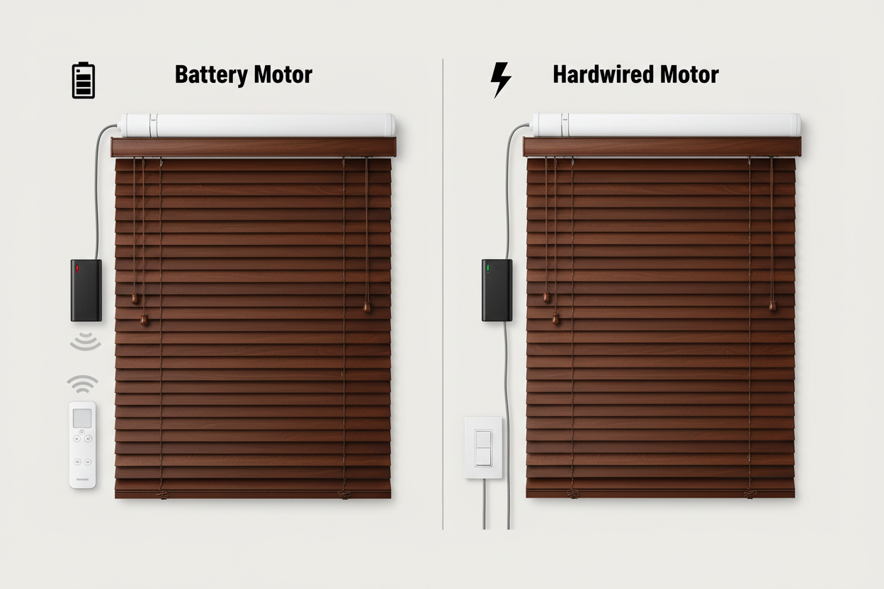 Wood Blinds Blackout: Battery vs. Hardwired Motors Explained