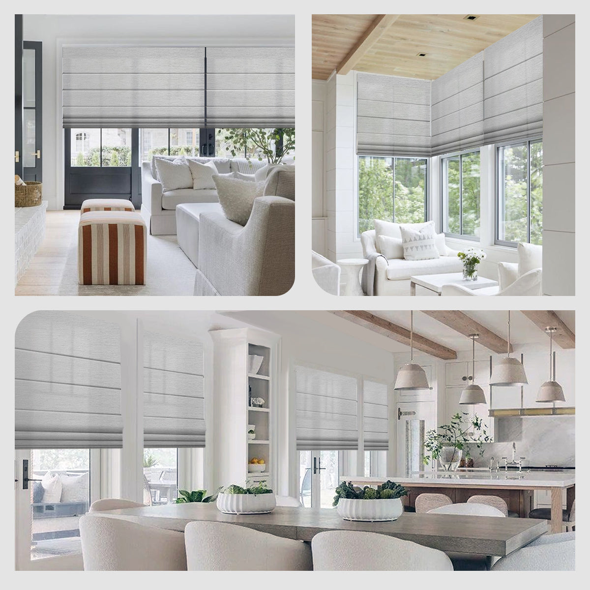 Weffort Motorized Roman Shades 60% Light Filtering Lattice Series