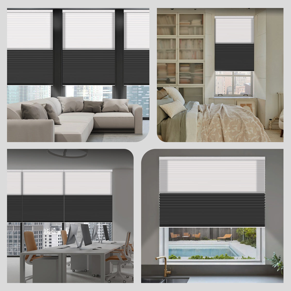 Weffort Motorized Blackout and Light Filtering Day/Night Suspended Cellular Shades Elegant Series