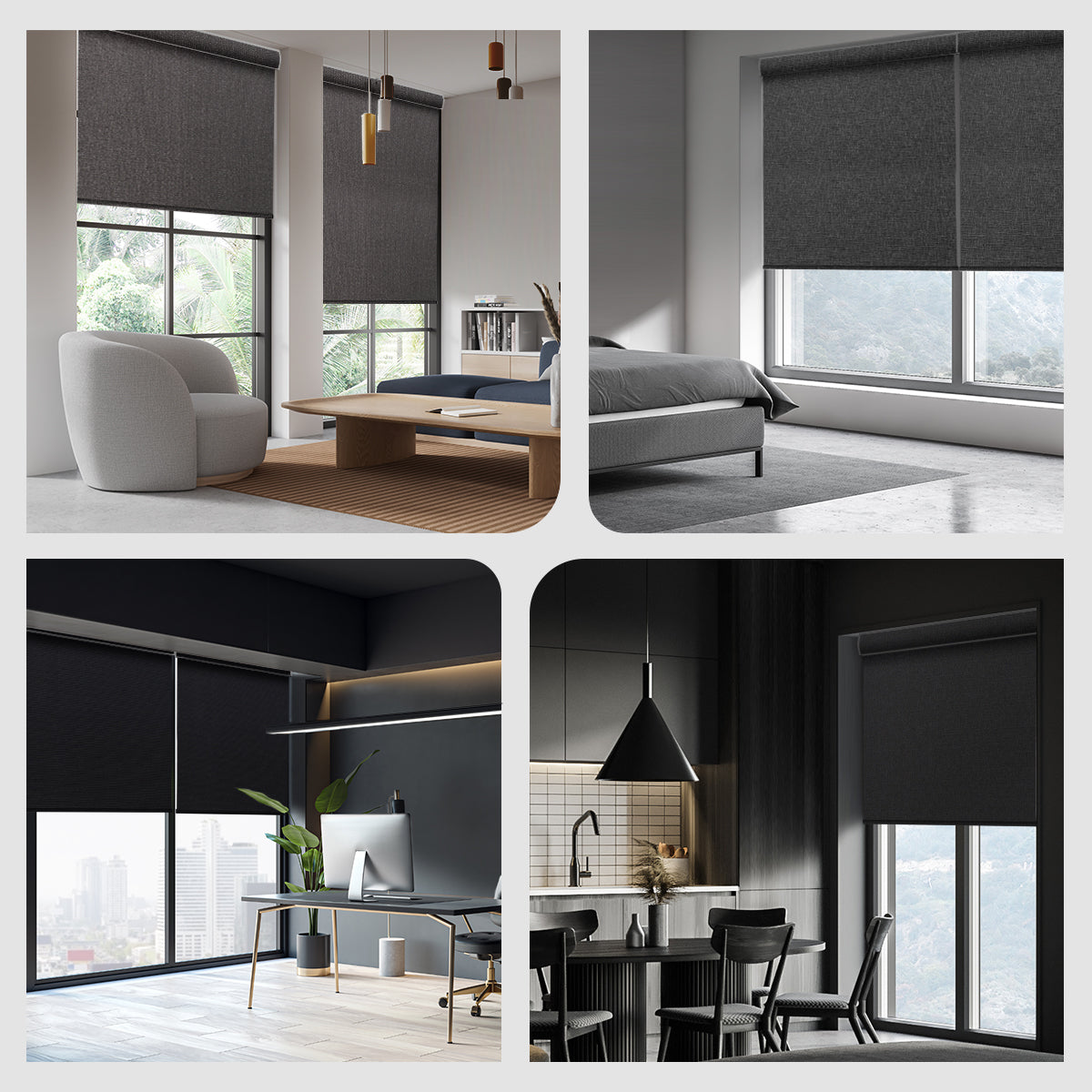 Weffort Motorized Blackout Roller Shades Dark Series