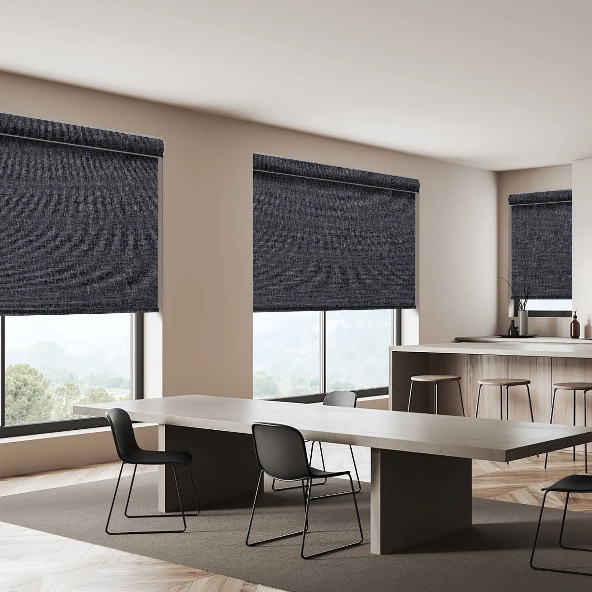 Weffort Motorized Blackout Roller Shades Dark Series