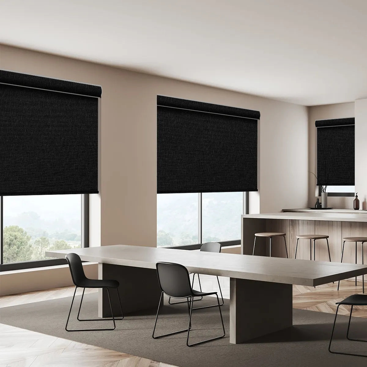 Weffort Motorized Blackout Roller Shades Dark Series
