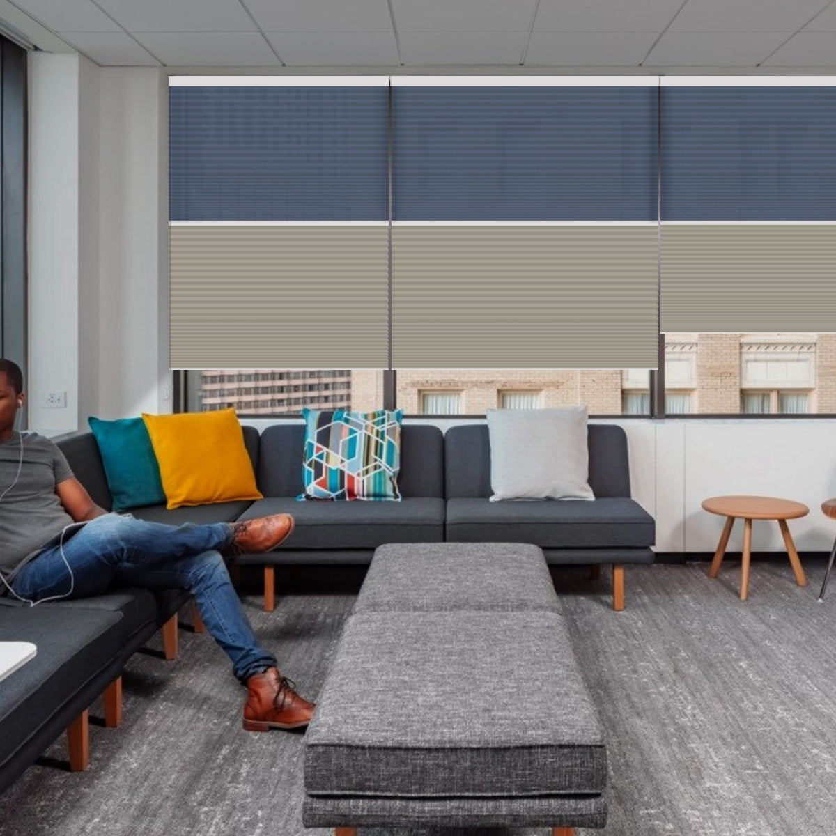 Weffort Motorized Blackout and Light Filtering Day/Night Suspended Cellular Shades Elegant Series