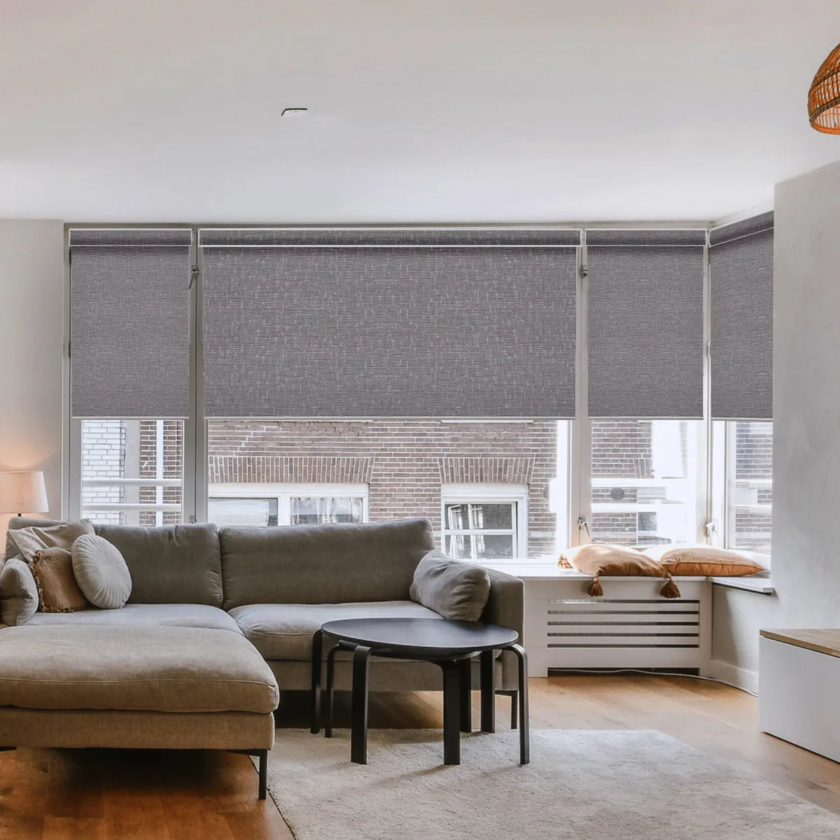 Weffort Motorized Blackout Roller Shades Texture Series