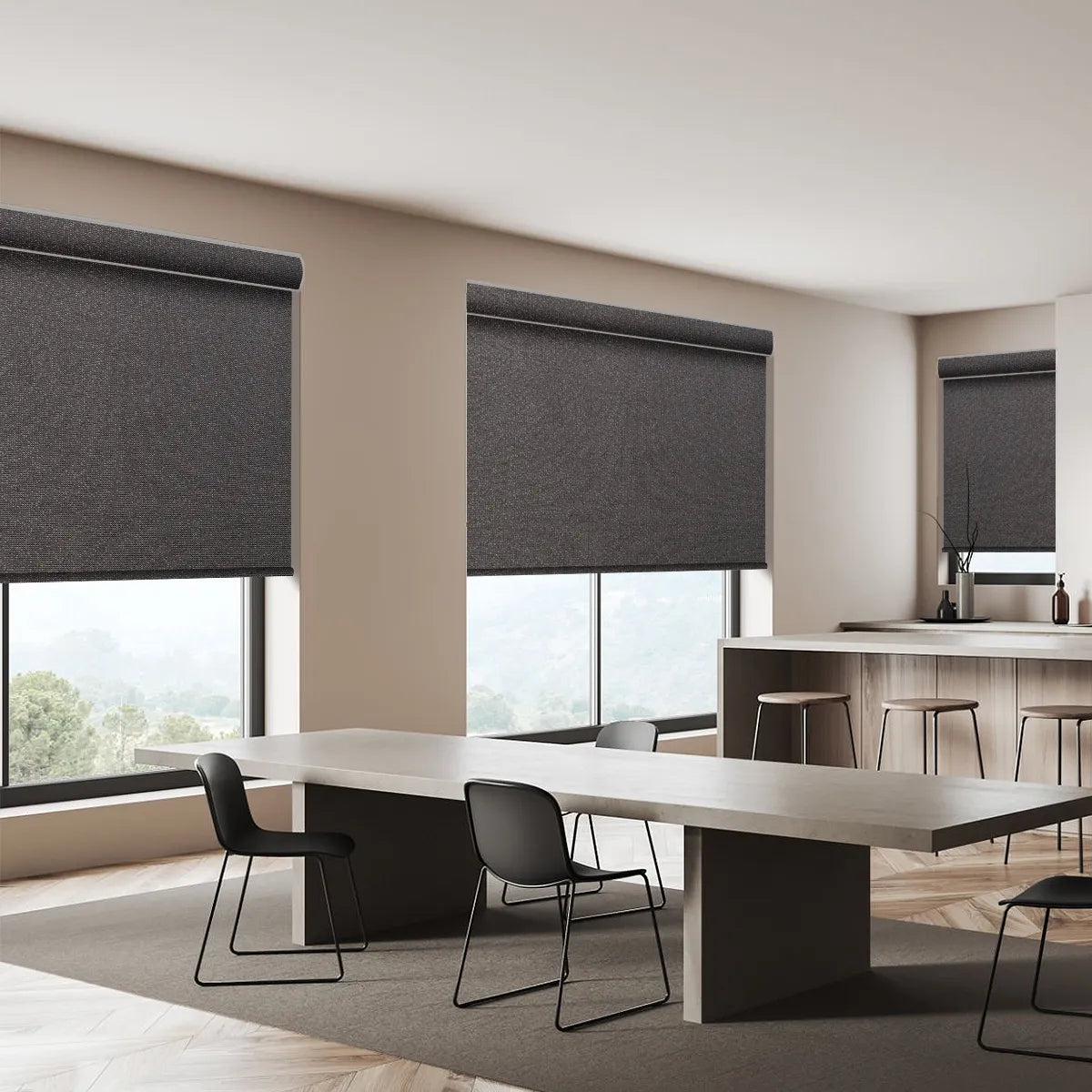Weffort Motorized Blackout Roller Shades Dark Series