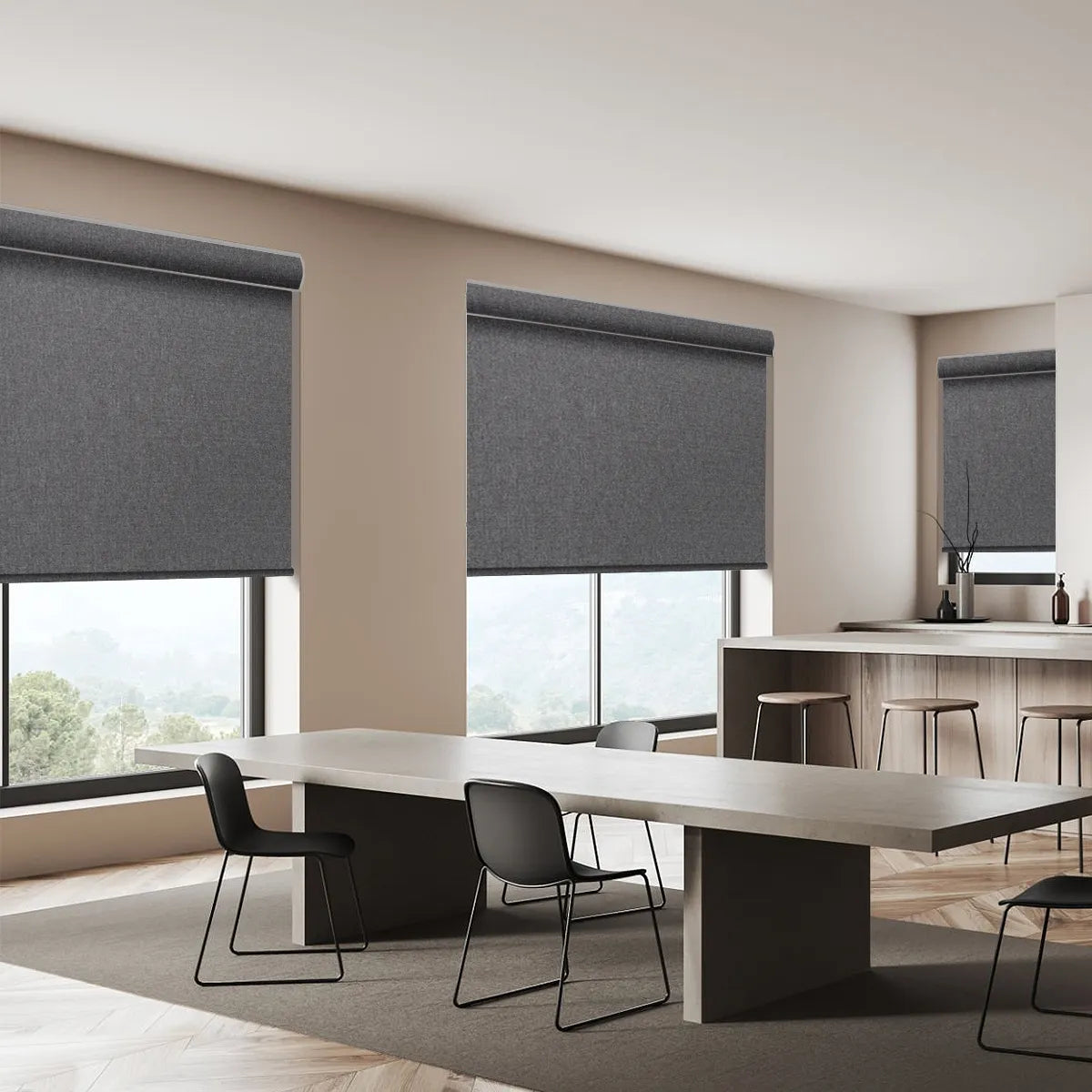 Weffort Motorized Blackout Roller Shades Dark Series