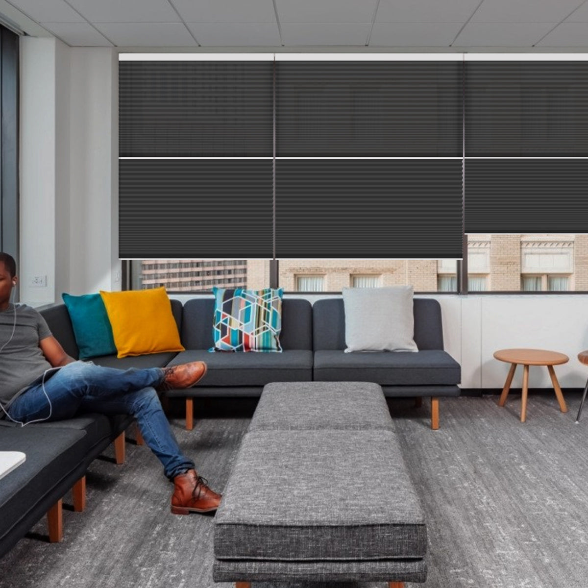 Weffort Motorized Blackout and Light Filtering Day/Night Suspended Cellular Shades Elegant Series