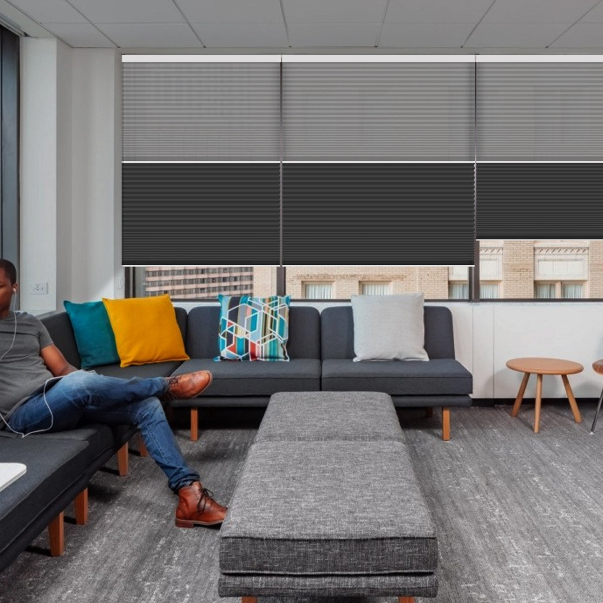 Weffort Motorized Blackout and Light Filtering Day/Night Suspended Cellular Shades Elegant Series