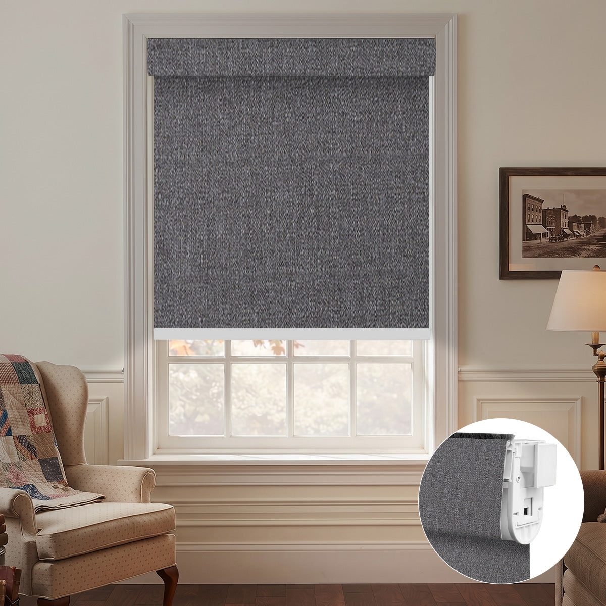 No Drill Motorized Blackout Roller Shades | Dark Series