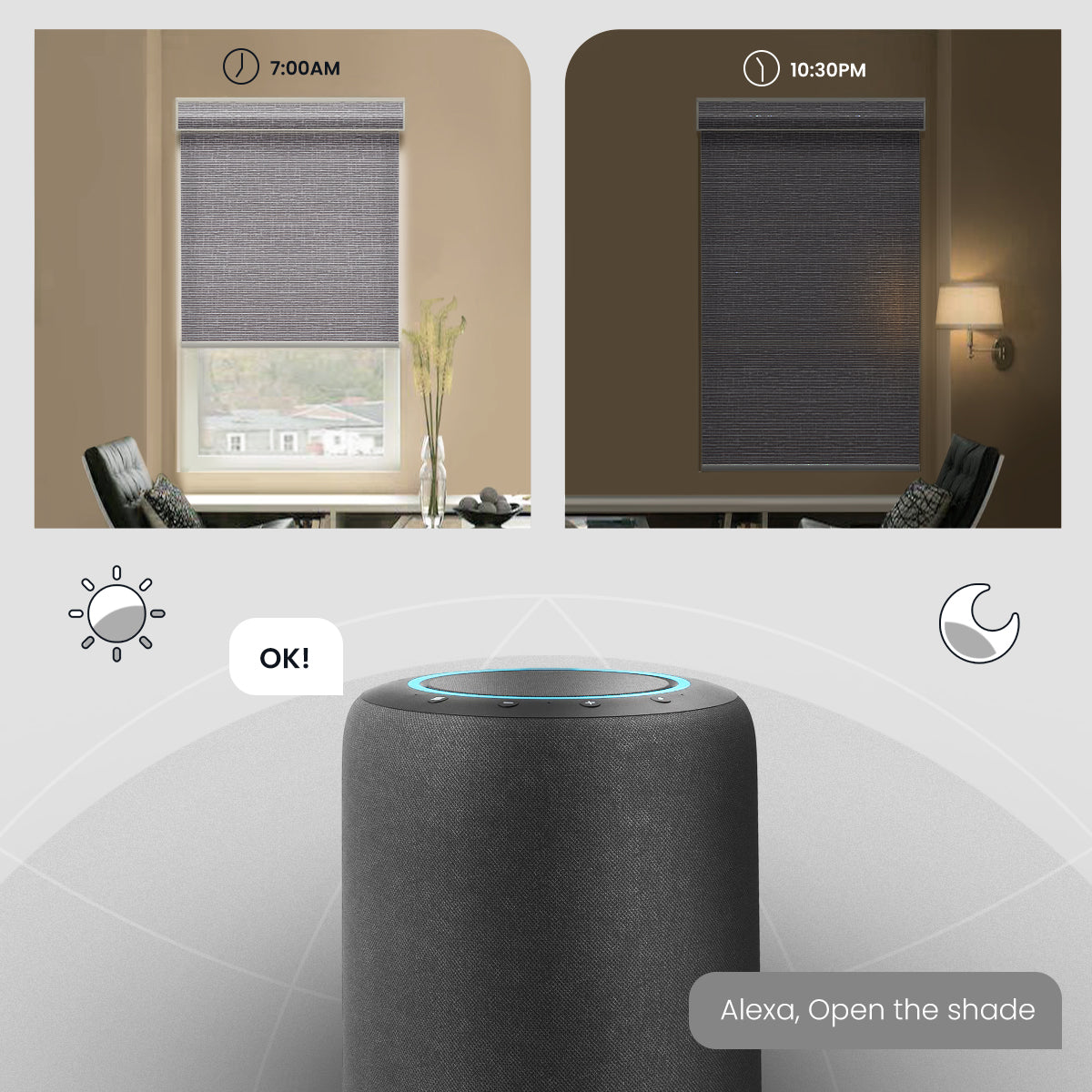 Weffort Motorized Translucent Roller Shades Texture Series
