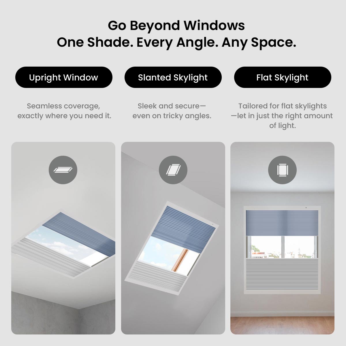 Day/Night Skylight cellular shades are a smart and stylish solution for covering hard-to-reach or overhead windows. 