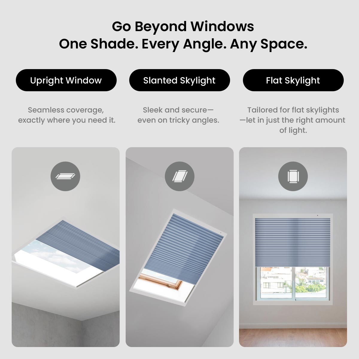 Skylight cellular shades are a smart and stylish solution for covering hard-to-reach or overhead windows. 